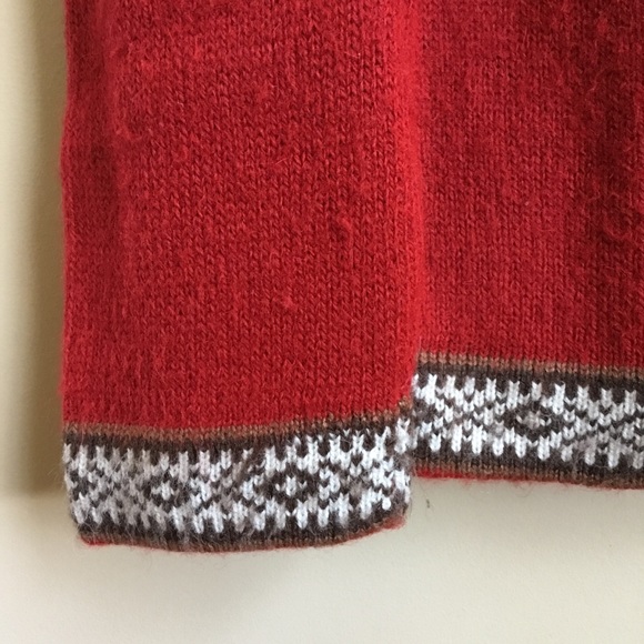 Peruvian Alpaca Red Wool Zipper Hooded Cardigan - Picture 7 of 10